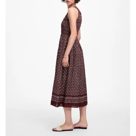 NWOT Madewell The Melody Smocked Midi Dress In Daisy Print Dusty Plum Size XS - Picture 2 of 10